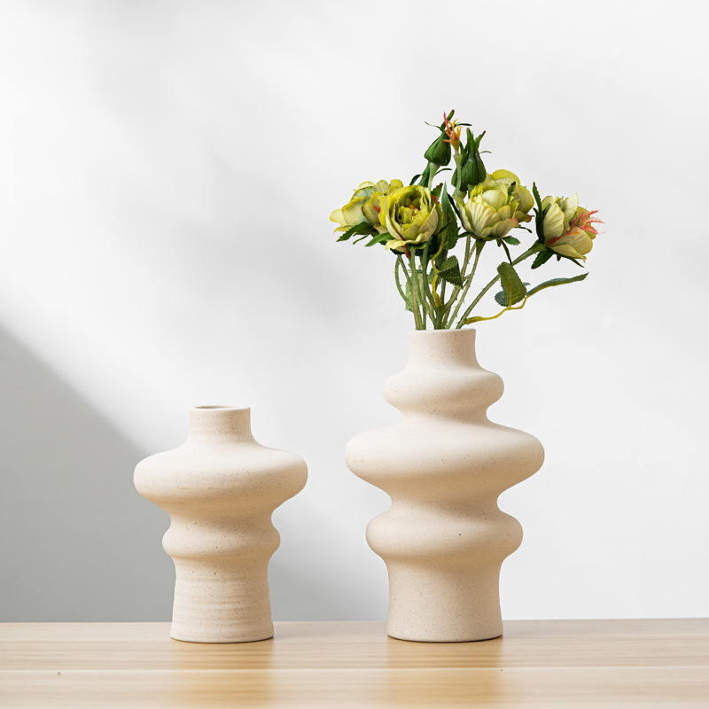 Ceramic special-shaped light luxury hydroponic vase style abstract art ornament matte