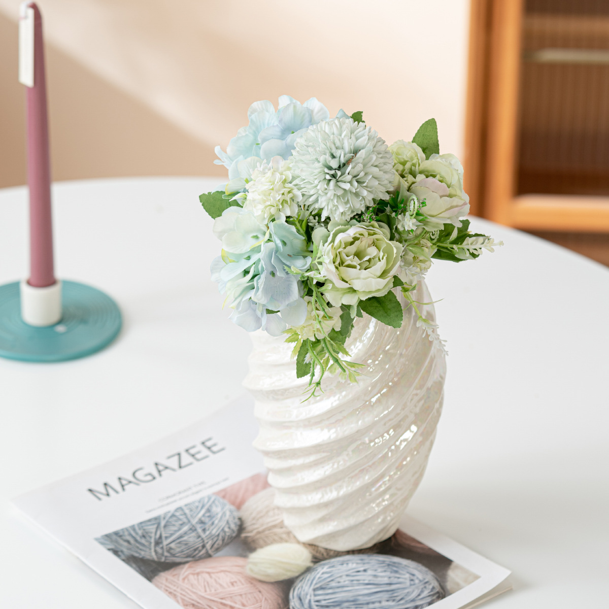 Multi-color simple ceramic vase pearl glaze irregular bottles light luxury style handicraft home decorations