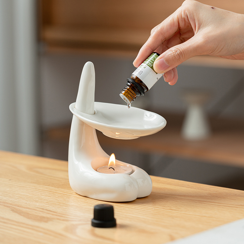 White ceramic candlestick air purification and peace of mind essential oil aromatherapy plus incense burner Christmas decoration home decoration